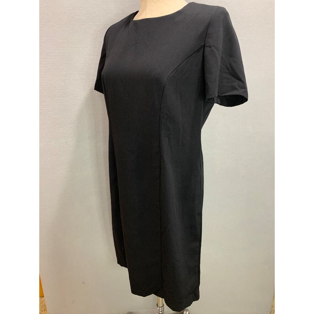Size 6P 220 Hickory Petite Vintage Black Sheath Dress Shoulder Pads Short Sleeve - Picture 3 of 8